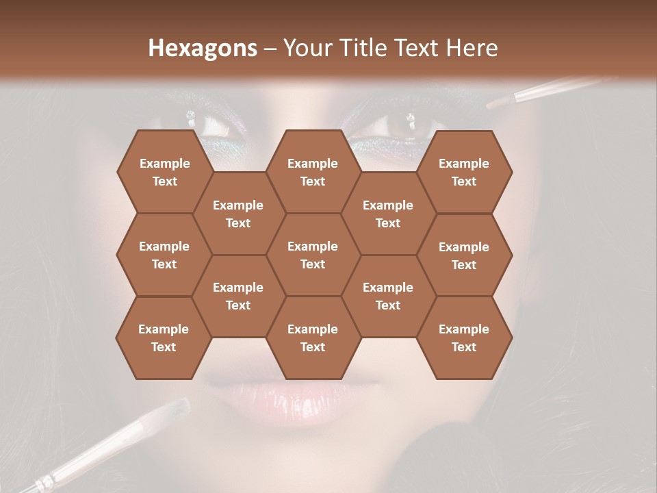 A Woman With Makeup Brushes On Her Face PowerPoint Template