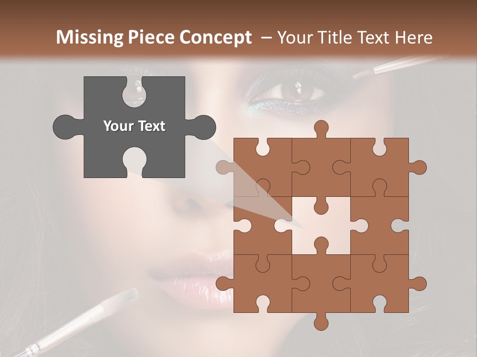 A Woman With Makeup Brushes On Her Face PowerPoint Template