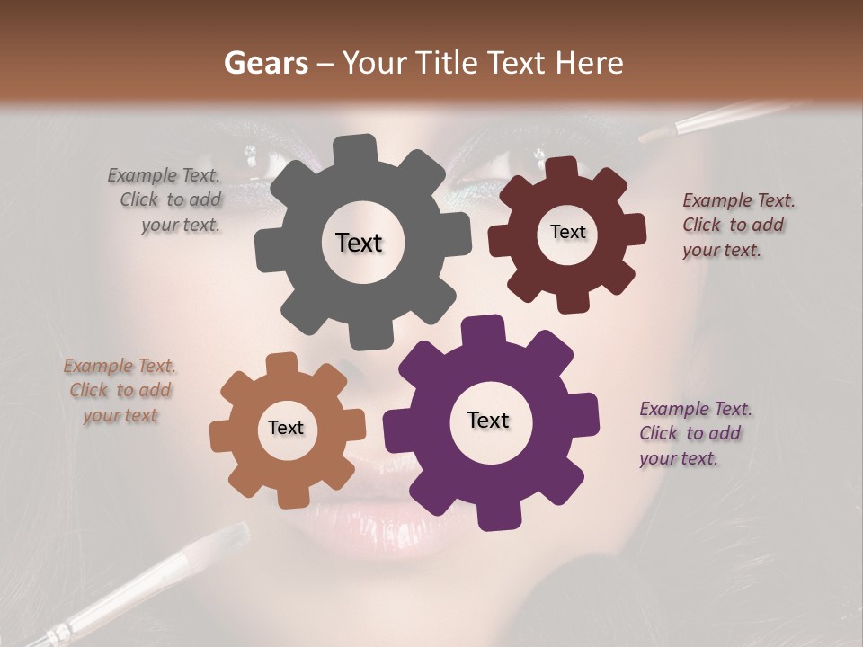 A Woman With Makeup Brushes On Her Face PowerPoint Template