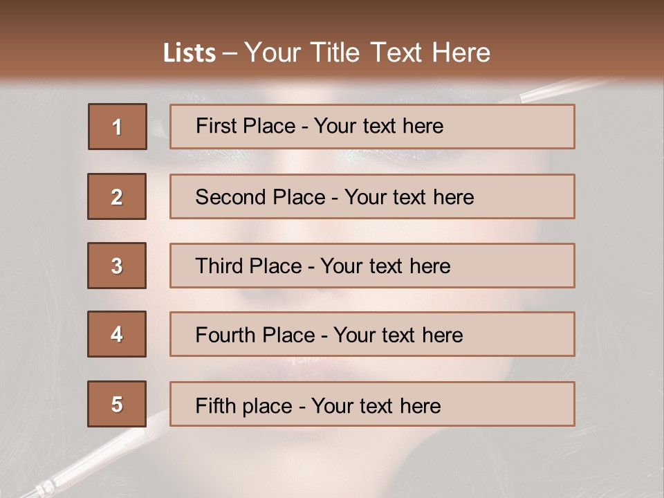 A Woman With Makeup Brushes On Her Face PowerPoint Template