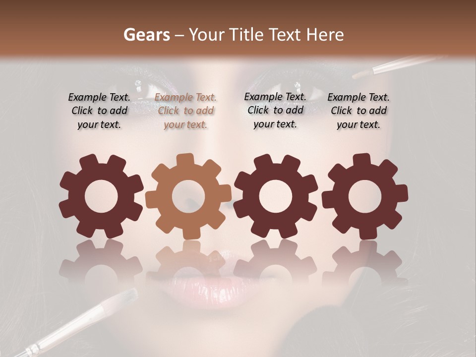 A Woman With Makeup Brushes On Her Face PowerPoint Template