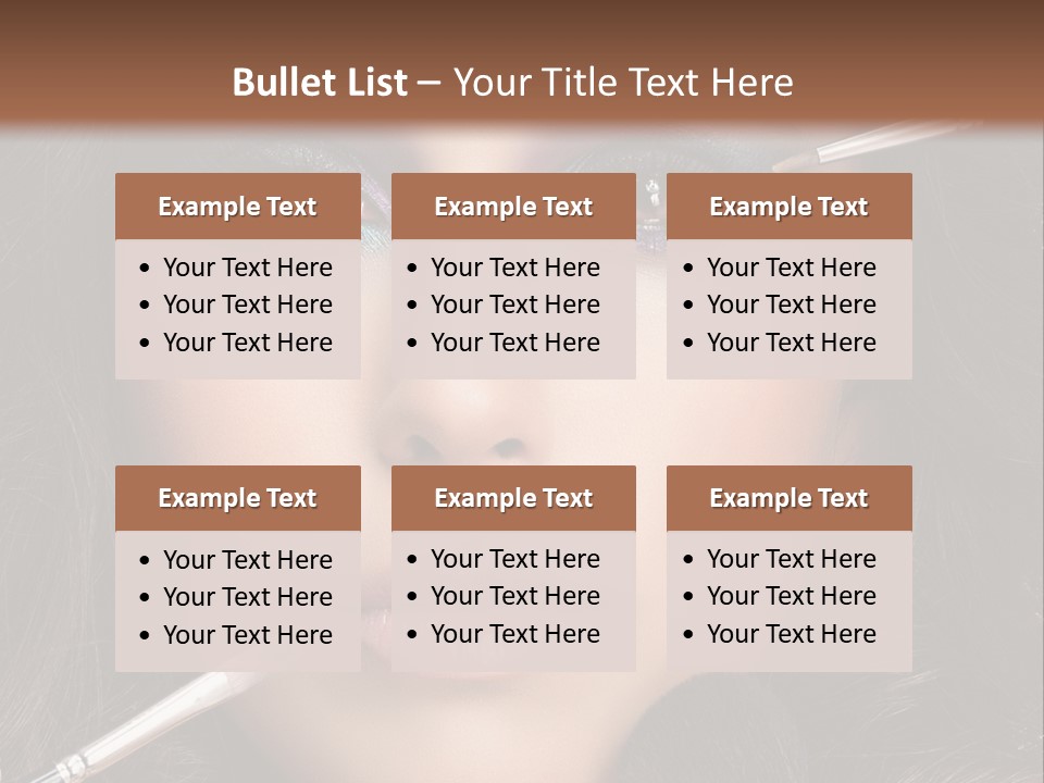 A Woman With Makeup Brushes On Her Face PowerPoint Template