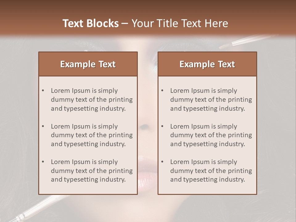 A Woman With Makeup Brushes On Her Face PowerPoint Template