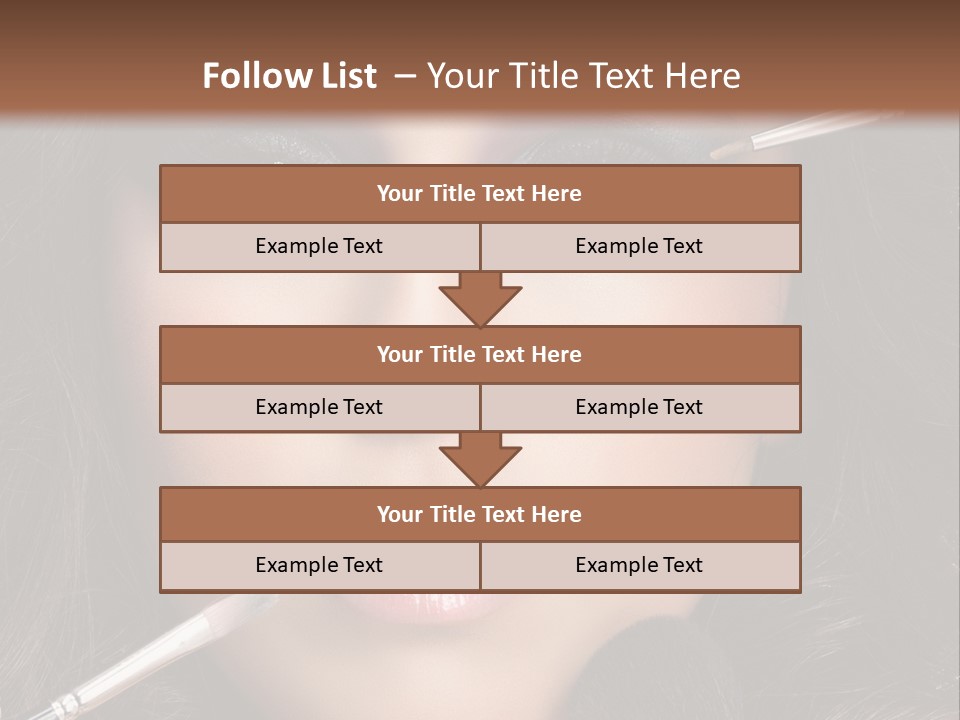 A Woman With Makeup Brushes On Her Face PowerPoint Template
