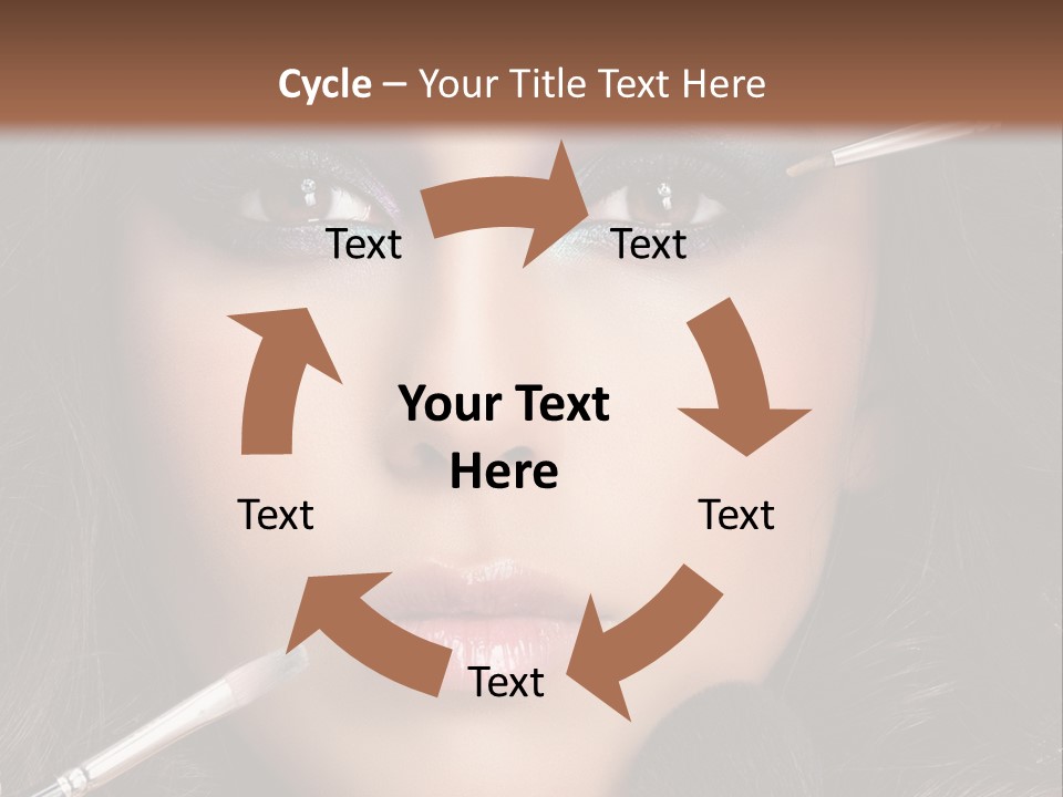 A Woman With Makeup Brushes On Her Face PowerPoint Template