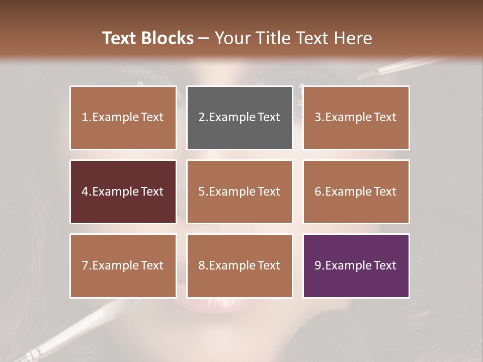 A Woman With Makeup Brushes On Her Face PowerPoint Template