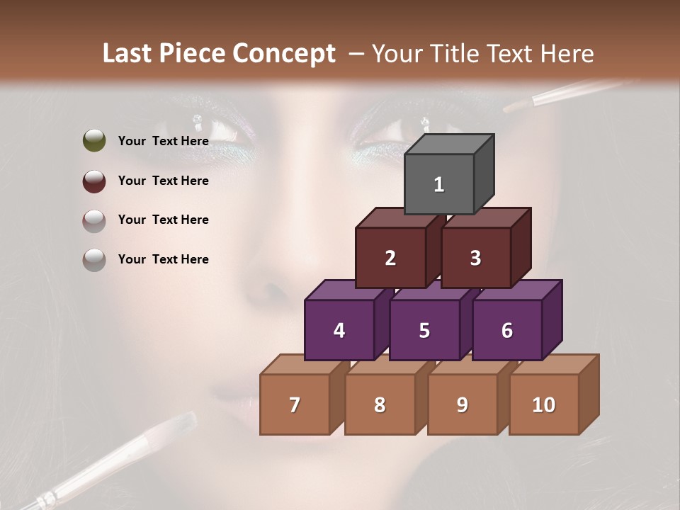 A Woman With Makeup Brushes On Her Face PowerPoint Template