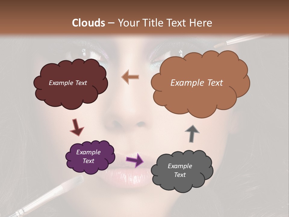 A Woman With Makeup Brushes On Her Face PowerPoint Template