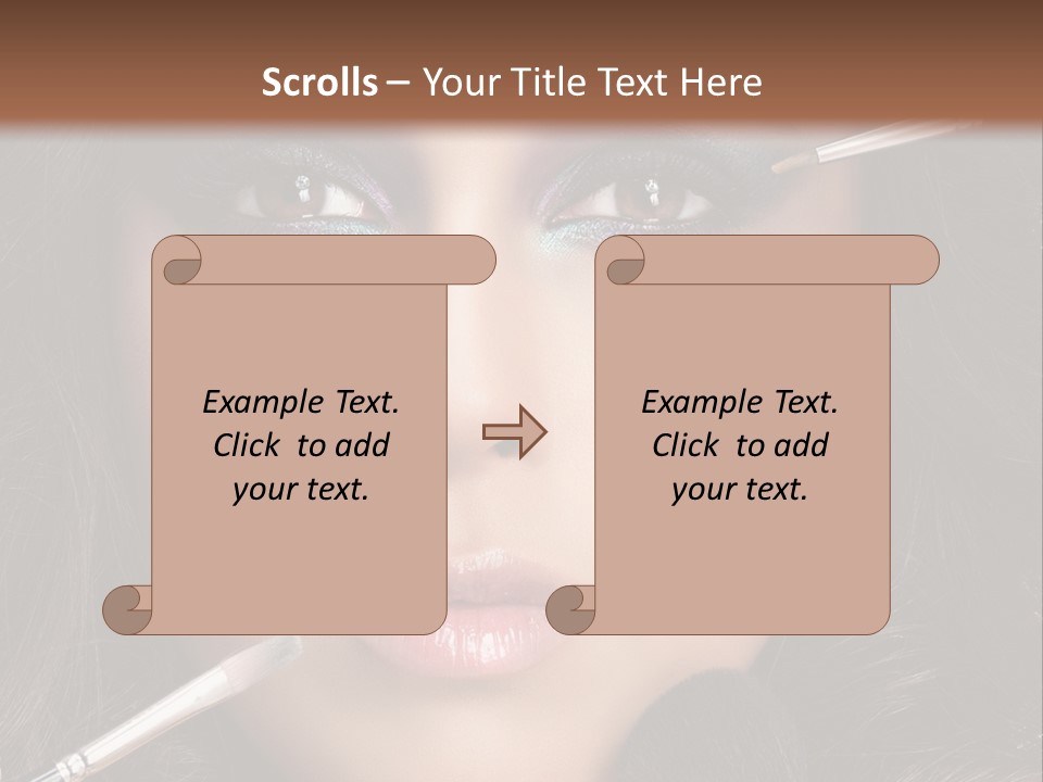 A Woman With Makeup Brushes On Her Face PowerPoint Template