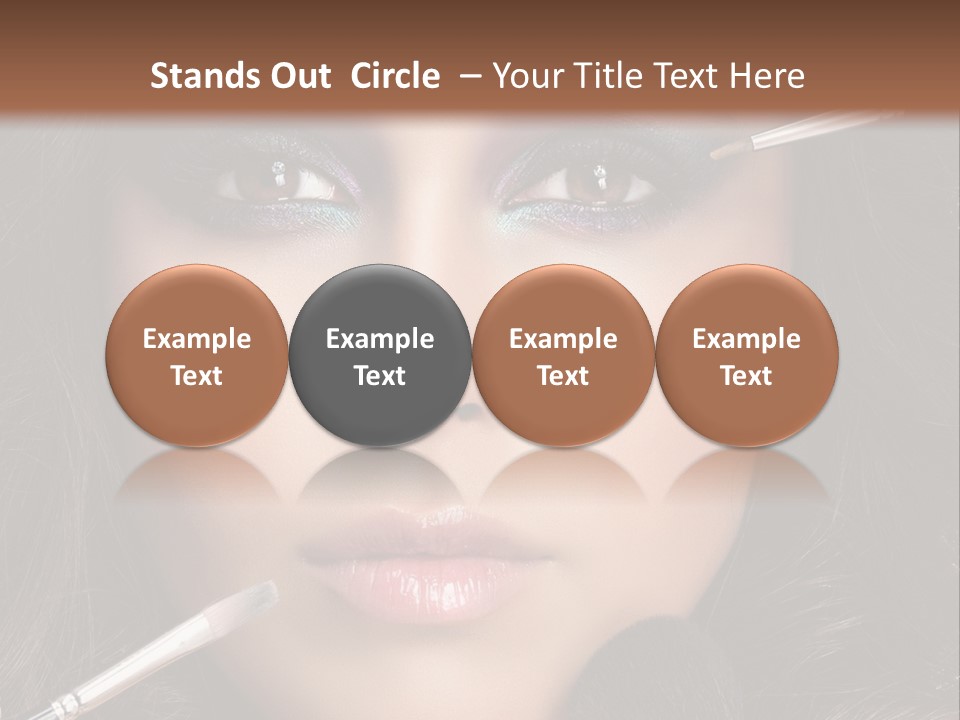 A Woman With Makeup Brushes On Her Face PowerPoint Template
