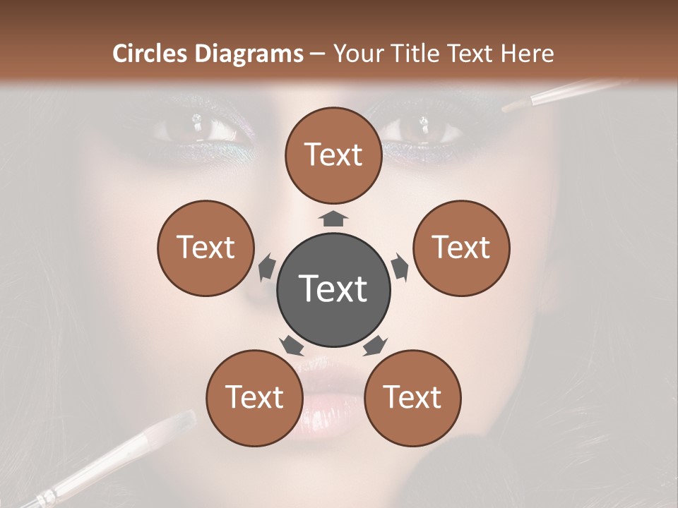 A Woman With Makeup Brushes On Her Face PowerPoint Template