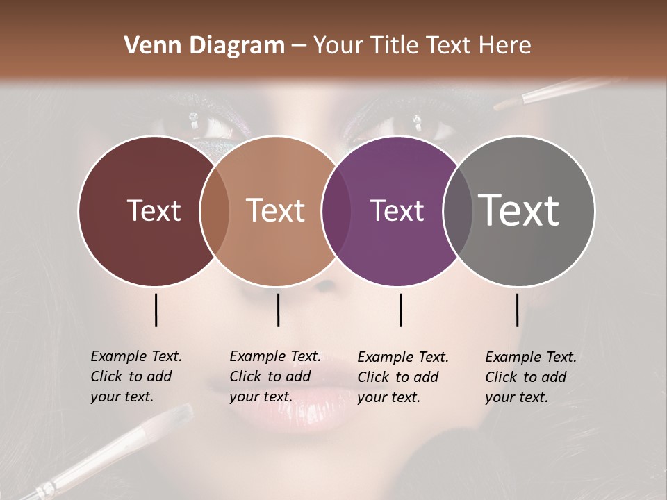 A Woman With Makeup Brushes On Her Face PowerPoint Template