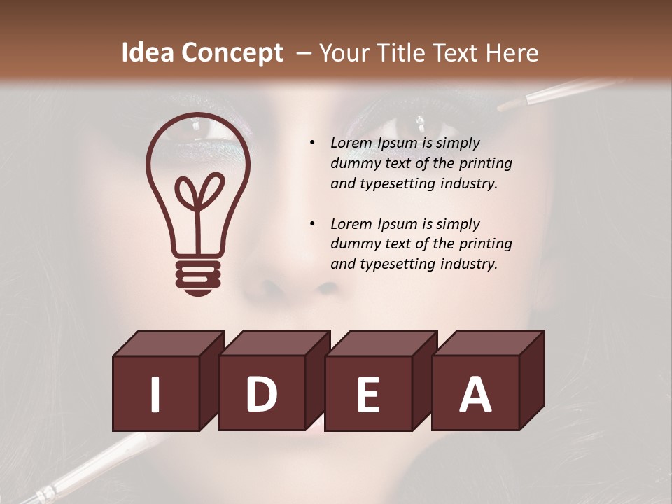 A Woman With Makeup Brushes On Her Face PowerPoint Template