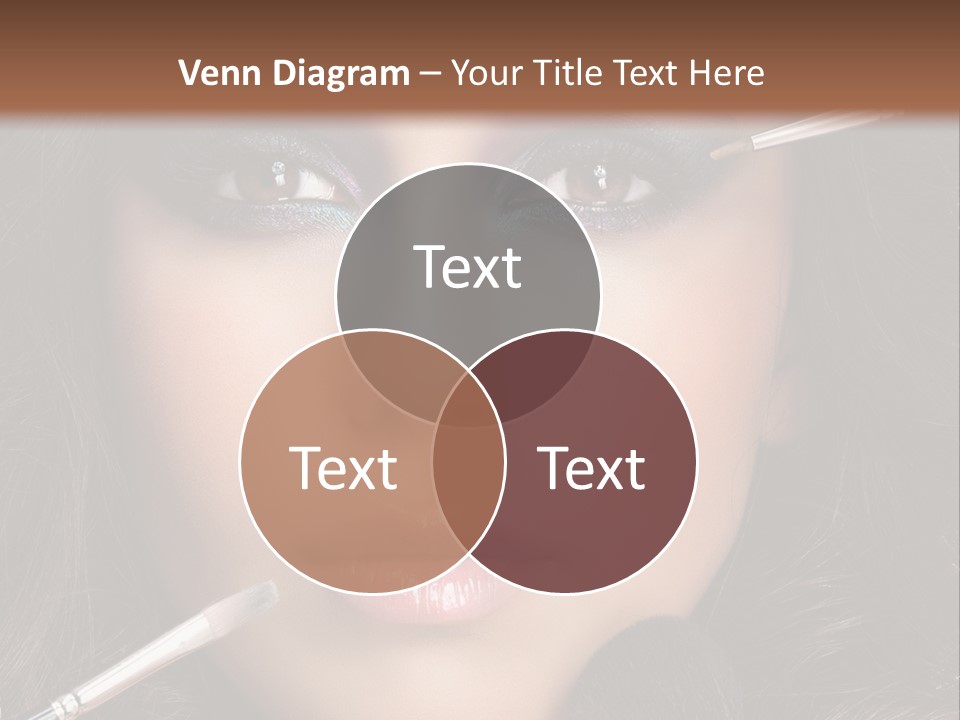 A Woman With Makeup Brushes On Her Face PowerPoint Template