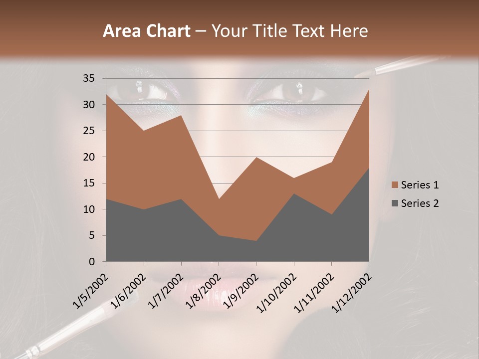 A Woman With Makeup Brushes On Her Face PowerPoint Template