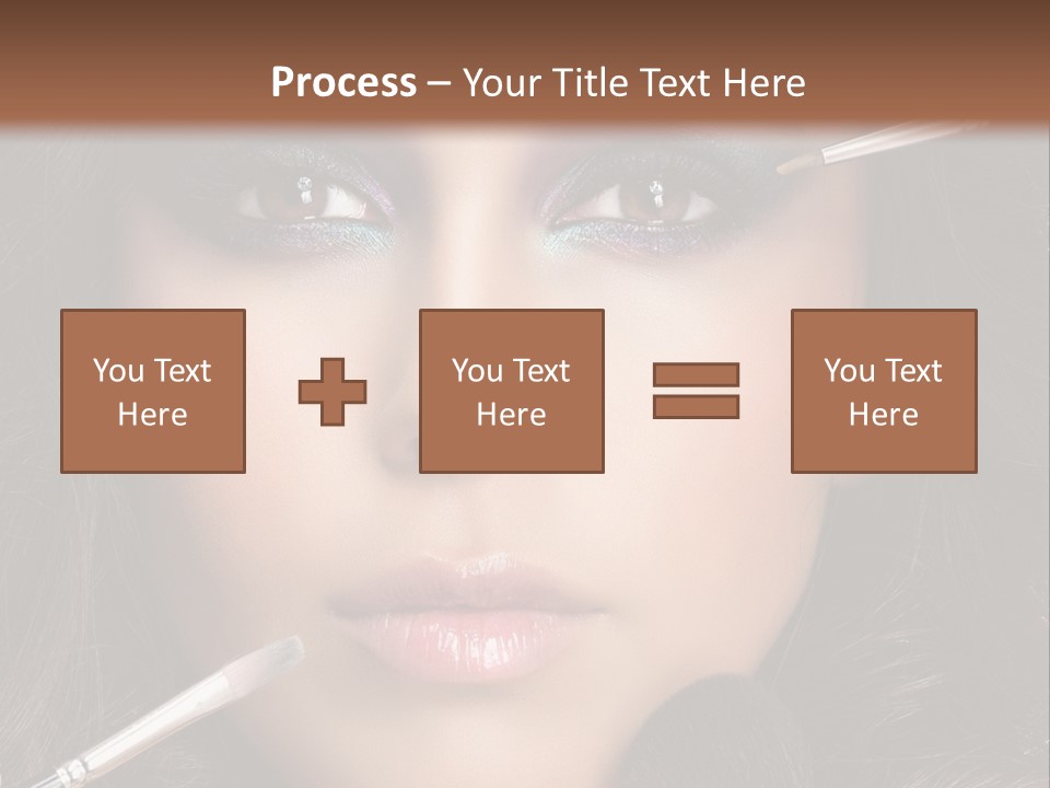 A Woman With Makeup Brushes On Her Face PowerPoint Template