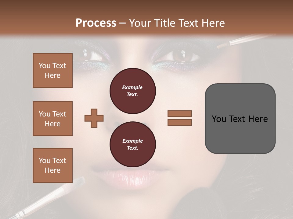 A Woman With Makeup Brushes On Her Face PowerPoint Template