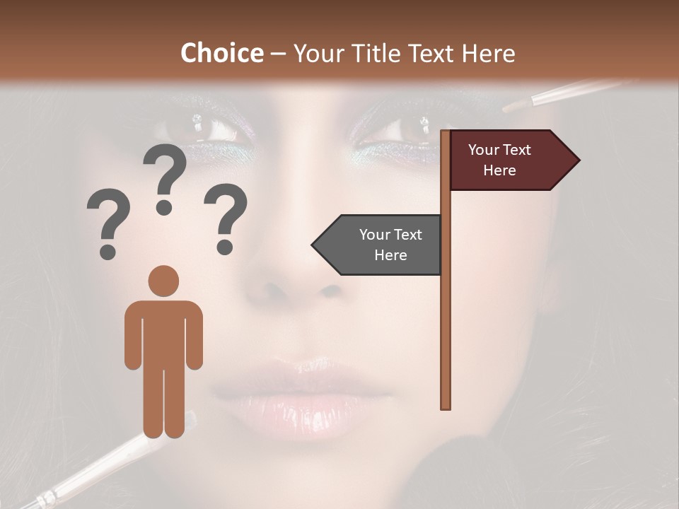 A Woman With Makeup Brushes On Her Face PowerPoint Template