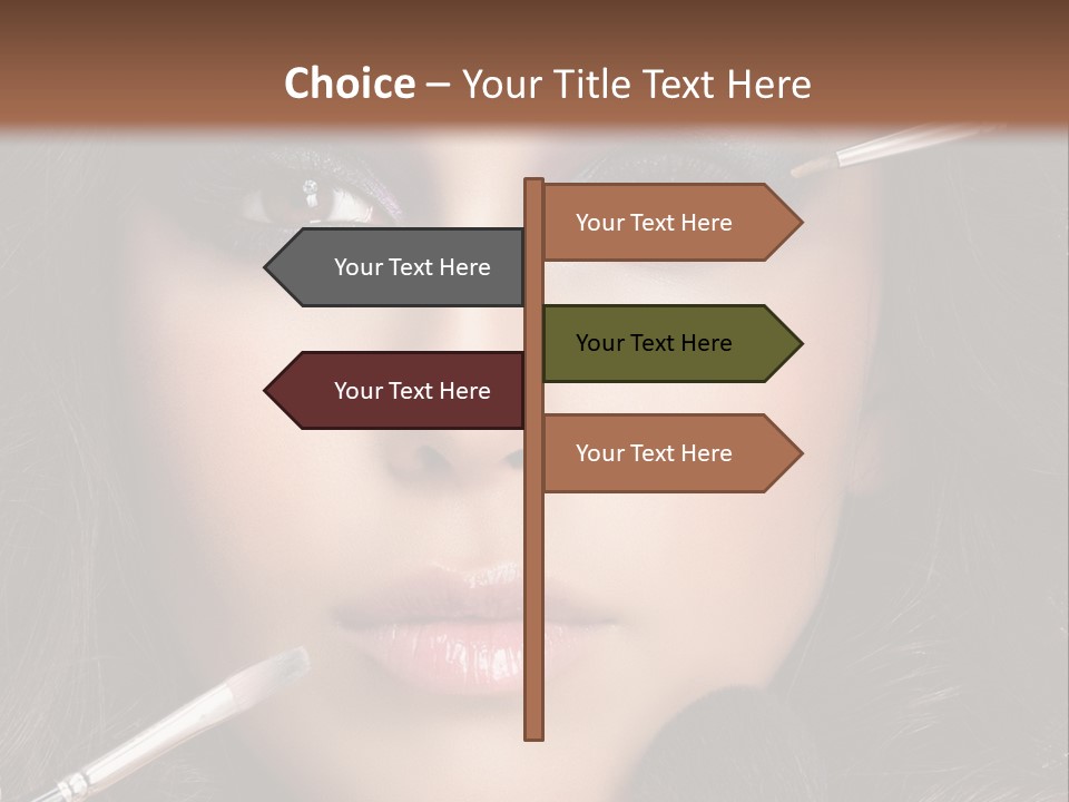 A Woman With Makeup Brushes On Her Face PowerPoint Template