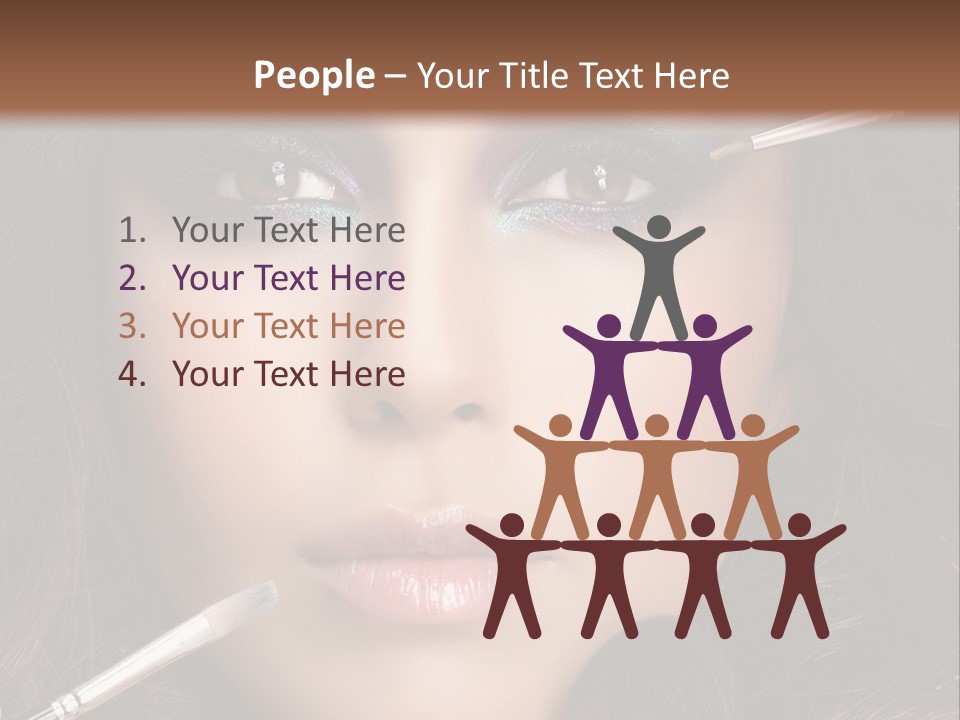 A Woman With Makeup Brushes On Her Face PowerPoint Template