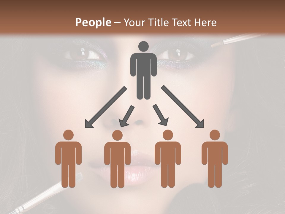 A Woman With Makeup Brushes On Her Face PowerPoint Template