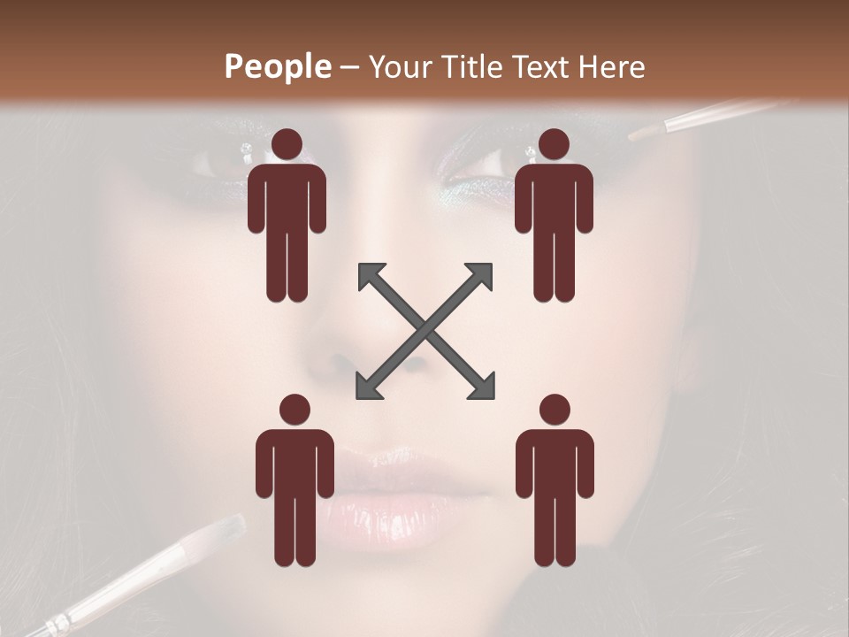 A Woman With Makeup Brushes On Her Face PowerPoint Template