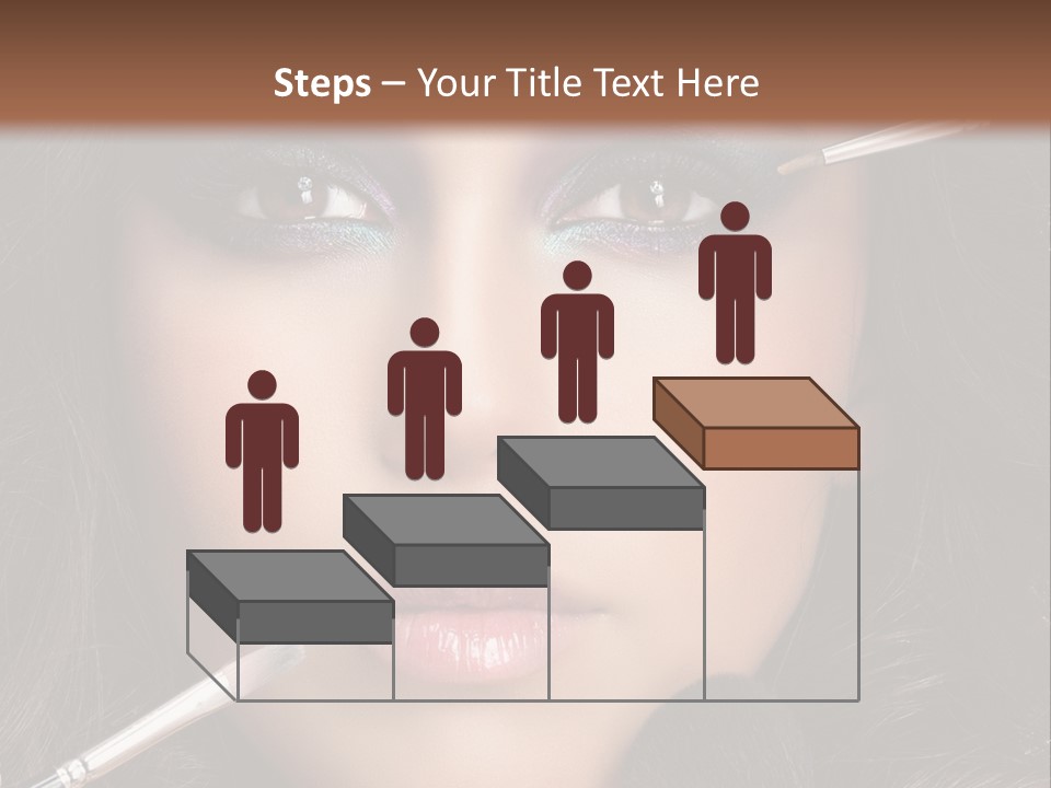 A Woman With Makeup Brushes On Her Face PowerPoint Template