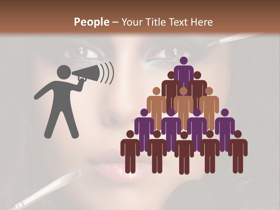 A Woman With Makeup Brushes On Her Face PowerPoint Template
