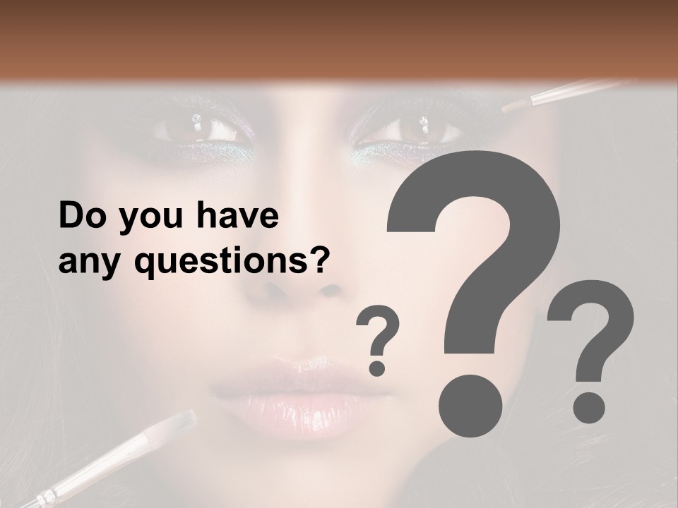 A Woman With Makeup Brushes On Her Face PowerPoint Template