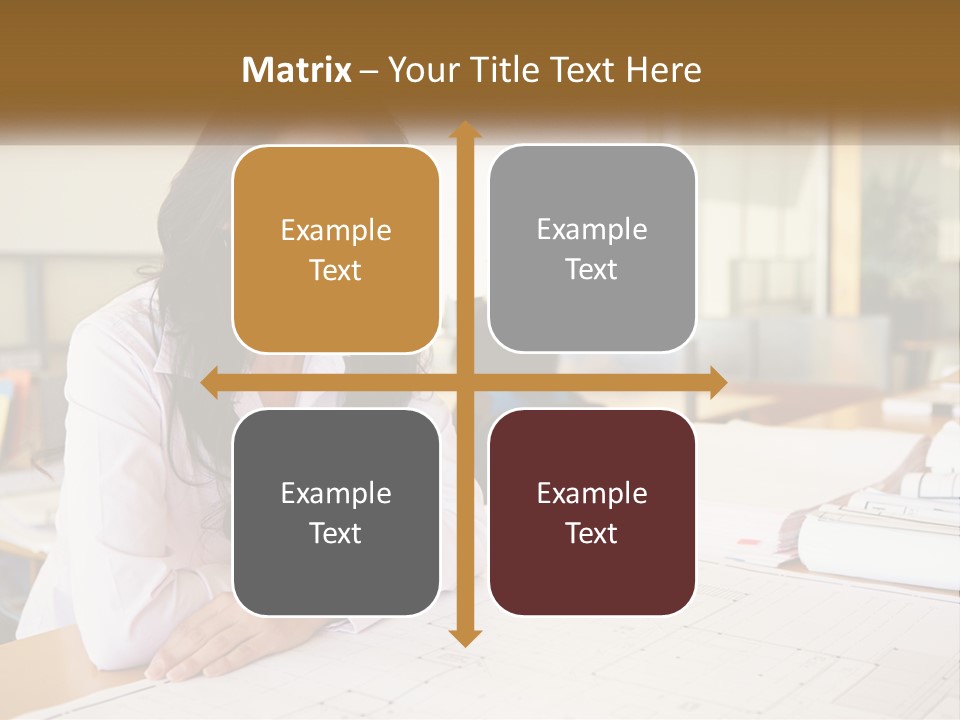 A Woman Sitting At A Desk In An Office PowerPoint Template