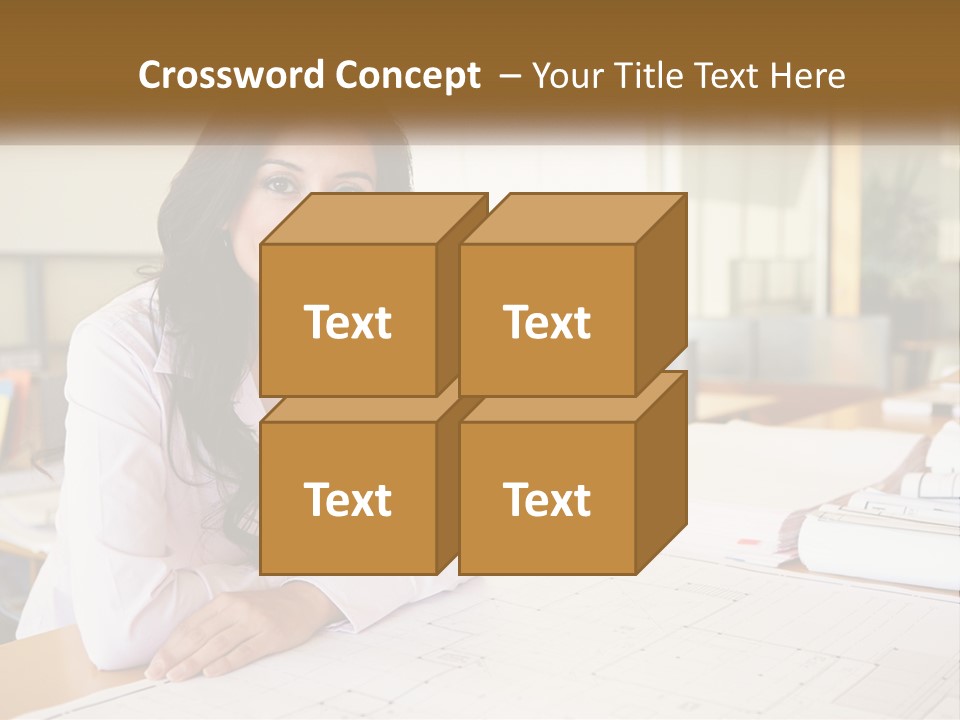 A Woman Sitting At A Desk In An Office PowerPoint Template