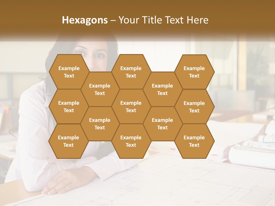 A Woman Sitting At A Desk In An Office PowerPoint Template