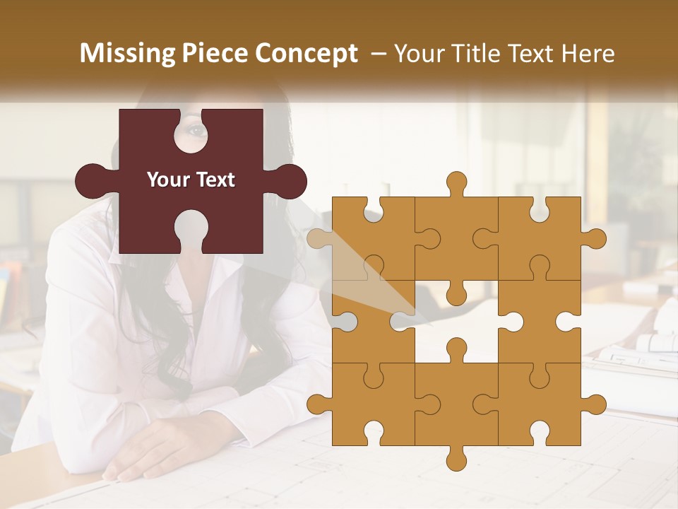 A Woman Sitting At A Desk In An Office PowerPoint Template