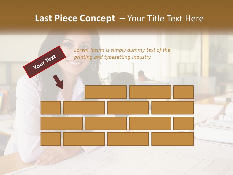 A Woman Sitting At A Desk In An Office PowerPoint Template