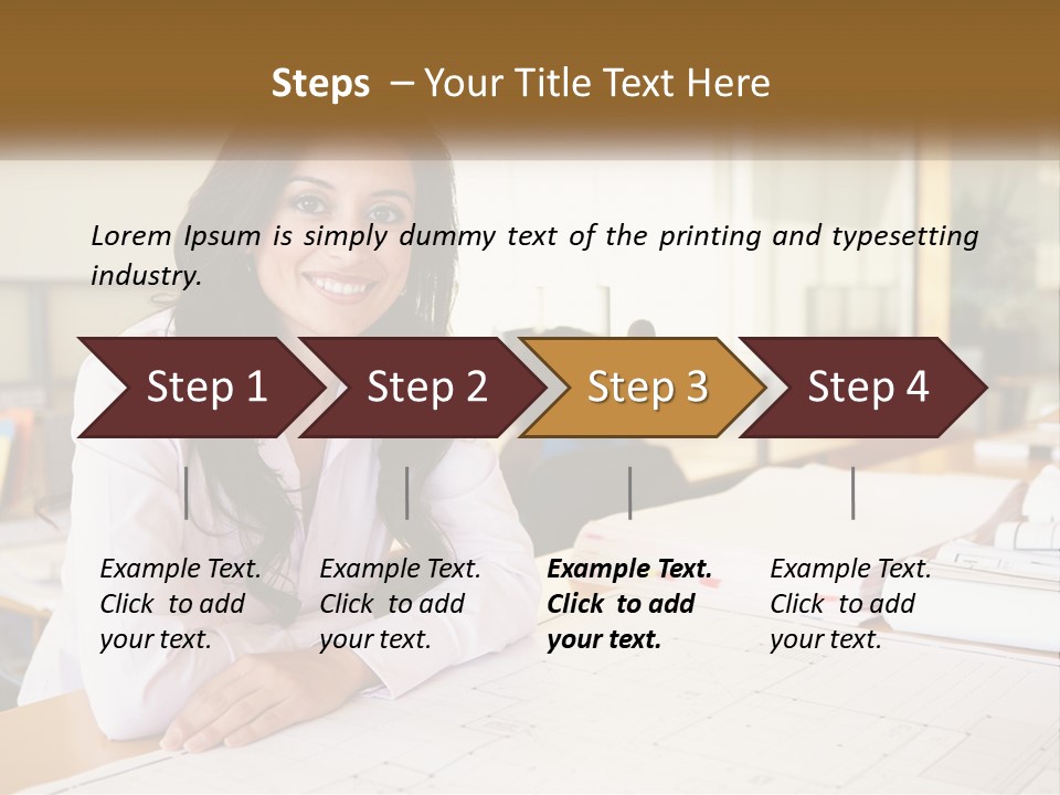 A Woman Sitting At A Desk In An Office PowerPoint Template