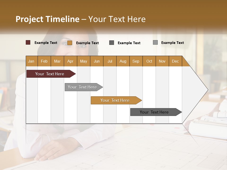 A Woman Sitting At A Desk In An Office PowerPoint Template