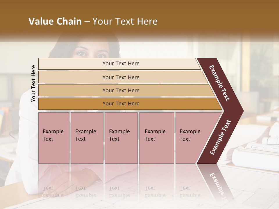 A Woman Sitting At A Desk In An Office PowerPoint Template