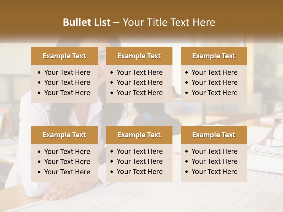 A Woman Sitting At A Desk In An Office PowerPoint Template