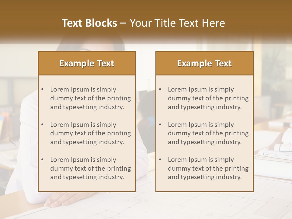 A Woman Sitting At A Desk In An Office PowerPoint Template