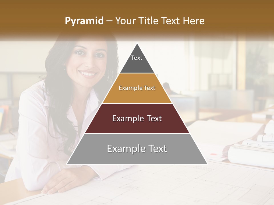 A Woman Sitting At A Desk In An Office PowerPoint Template