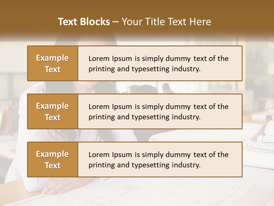 A Woman Sitting At A Desk In An Office PowerPoint Template
