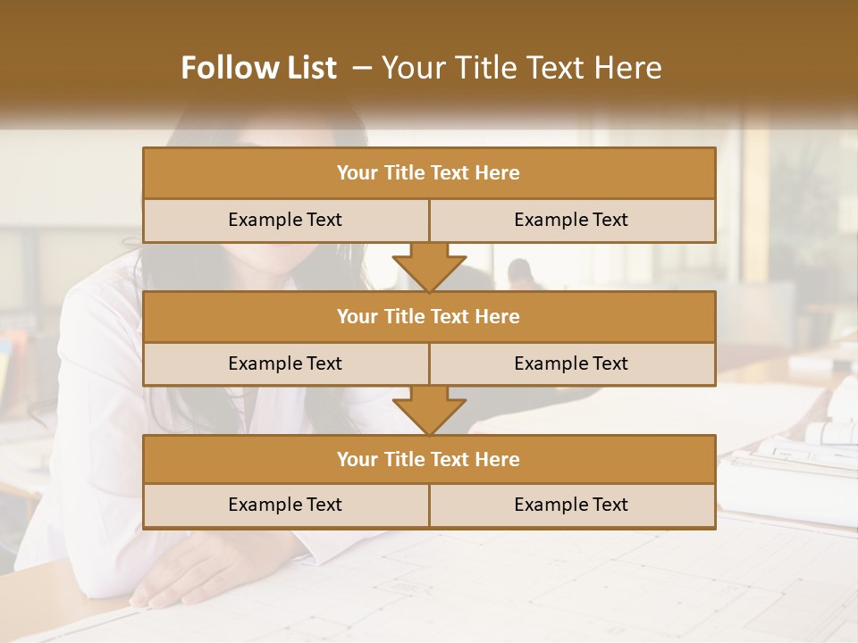 A Woman Sitting At A Desk In An Office PowerPoint Template
