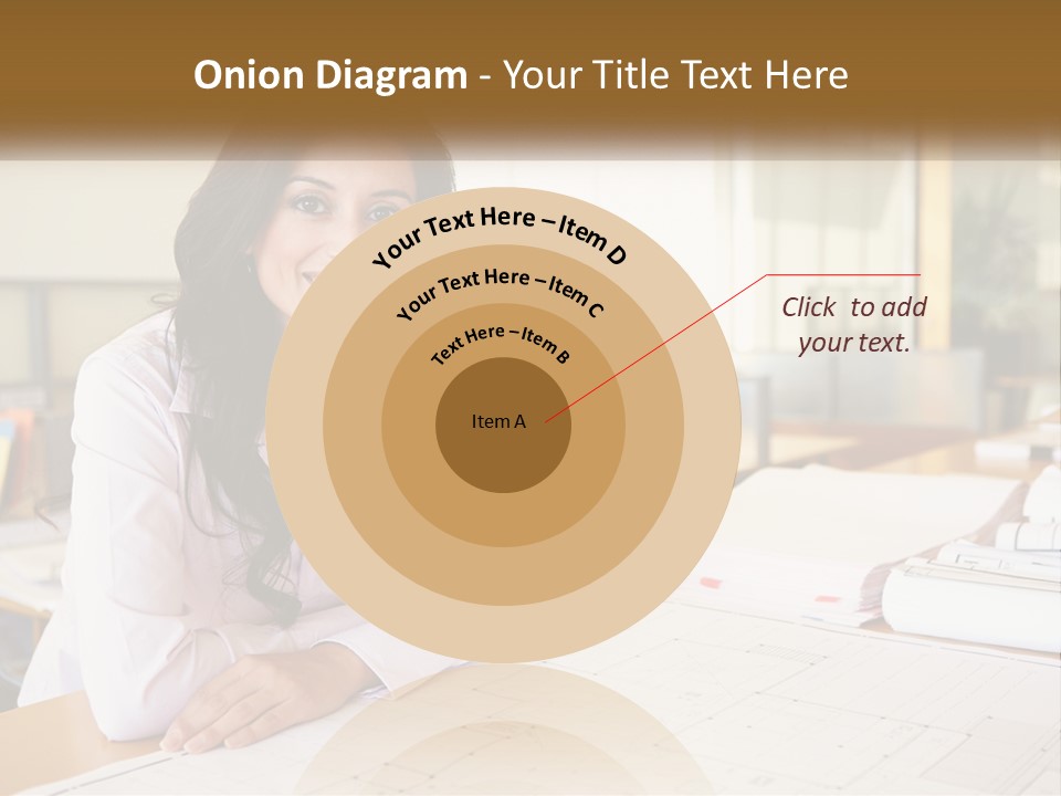A Woman Sitting At A Desk In An Office PowerPoint Template