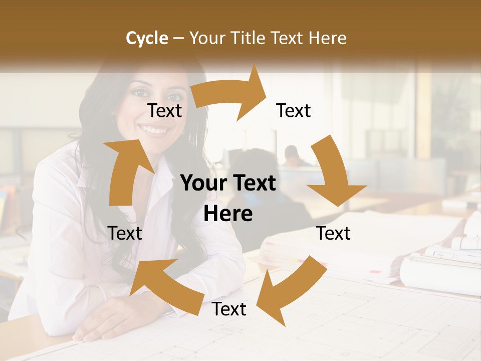 A Woman Sitting At A Desk In An Office PowerPoint Template