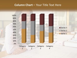 A Woman Sitting At A Desk In An Office PowerPoint Template