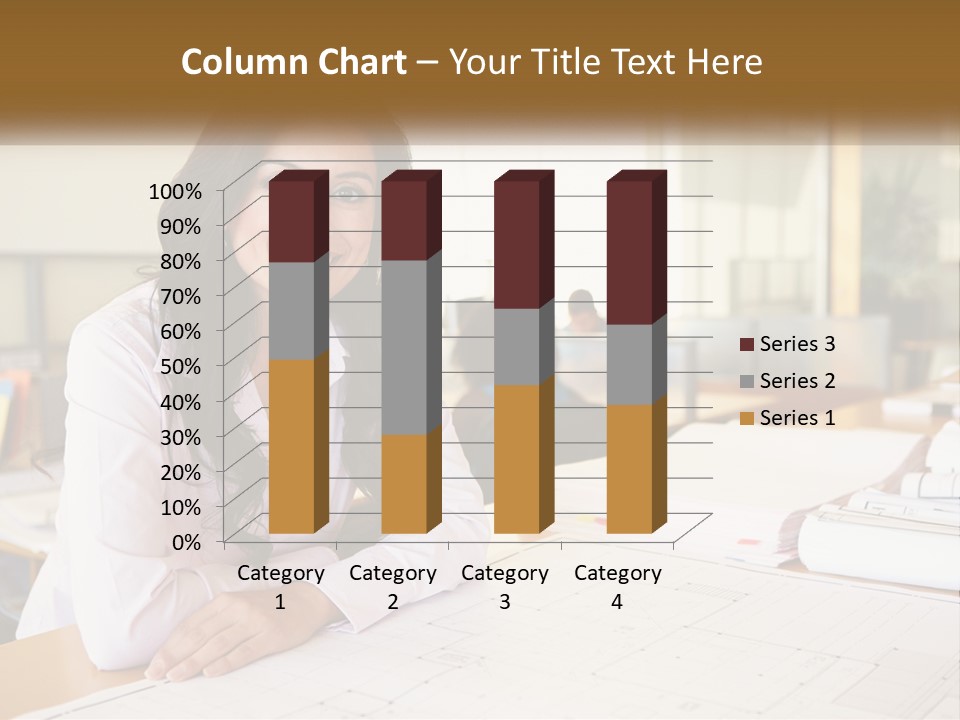 A Woman Sitting At A Desk In An Office PowerPoint Template