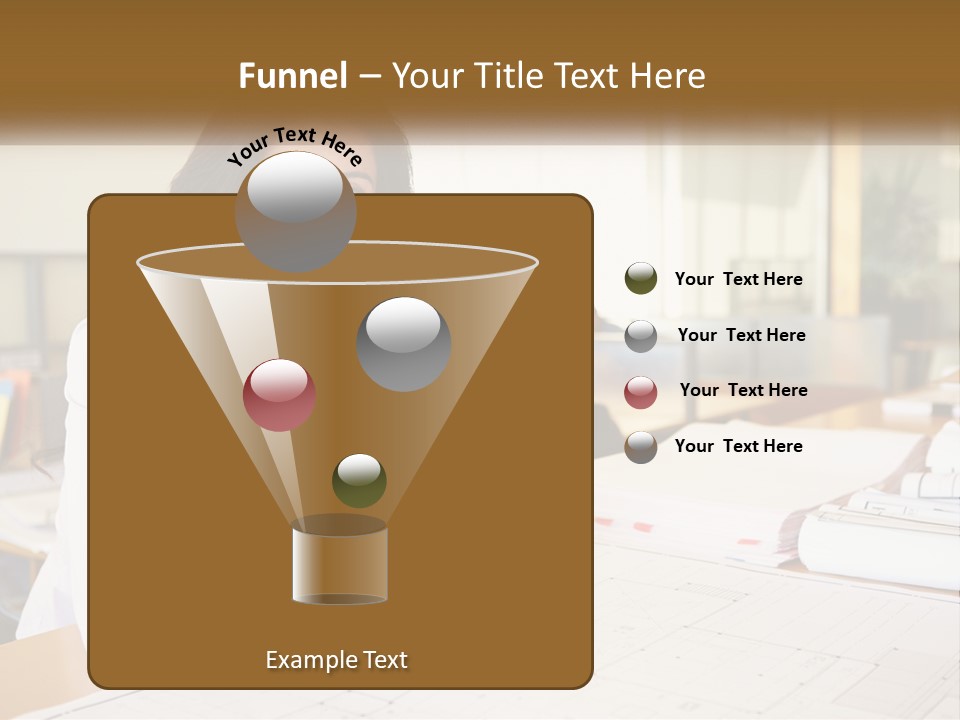 A Woman Sitting At A Desk In An Office PowerPoint Template