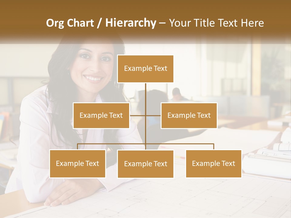 A Woman Sitting At A Desk In An Office PowerPoint Template