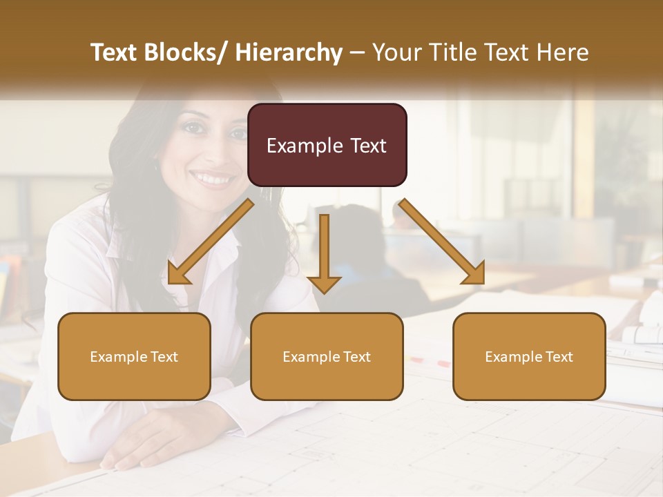 A Woman Sitting At A Desk In An Office PowerPoint Template