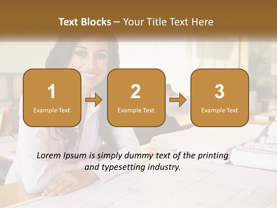 A Woman Sitting At A Desk In An Office PowerPoint Template